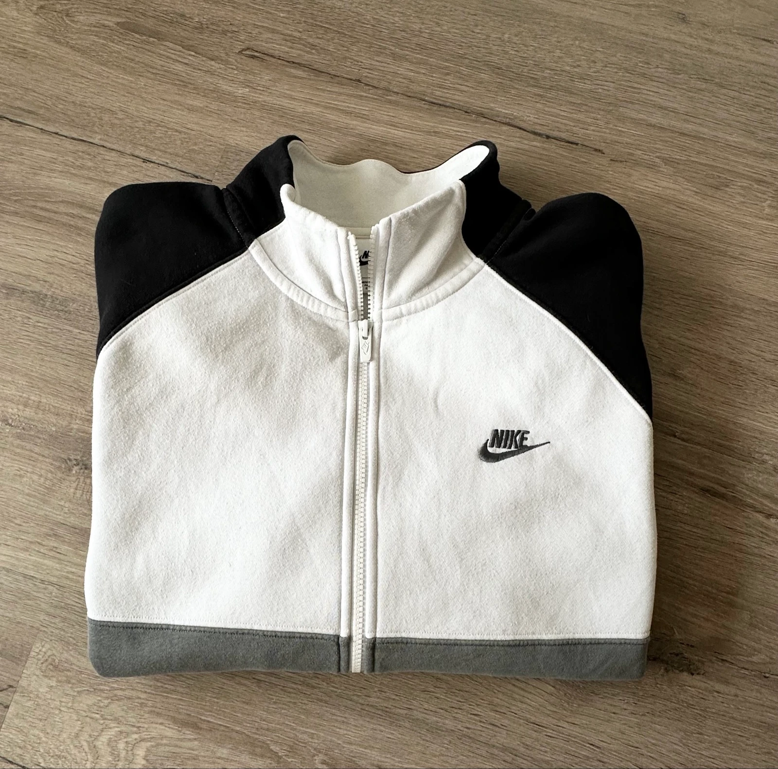 Nike Moletom com Zíper Cinza Branco Preto Tamanho G Original – photo 5